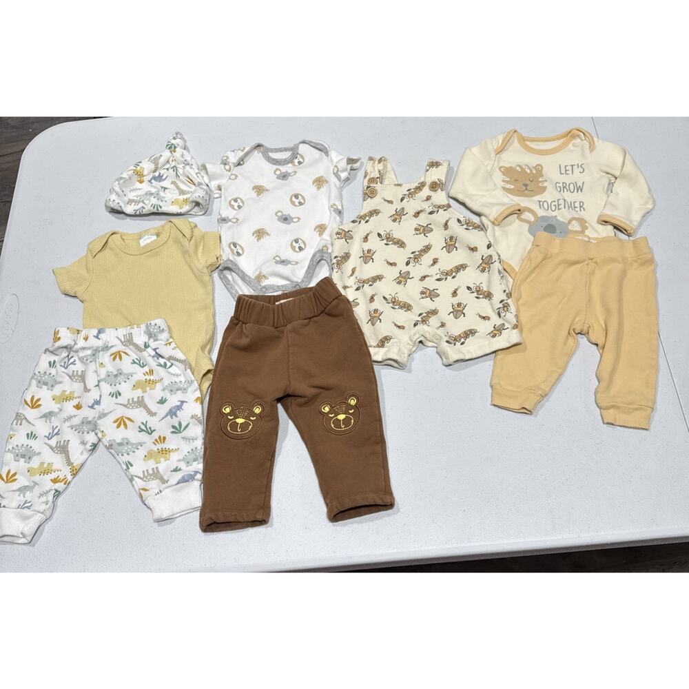 Lot of 8 Baby Boys 0-3 Bodysuits & Bottoms Bear Insects Baby fresh Kyle Deena